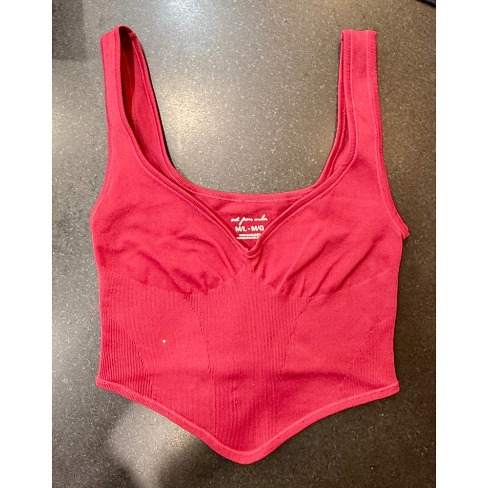 Out From Under Tank Top M/L Pink Corset Ribbed Seamless Hem Balletcore Urban